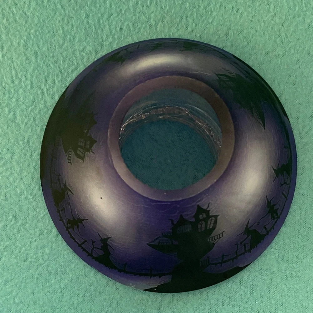 Yankee Candle vintage rare crackle shade witch silhouette full moon purple black